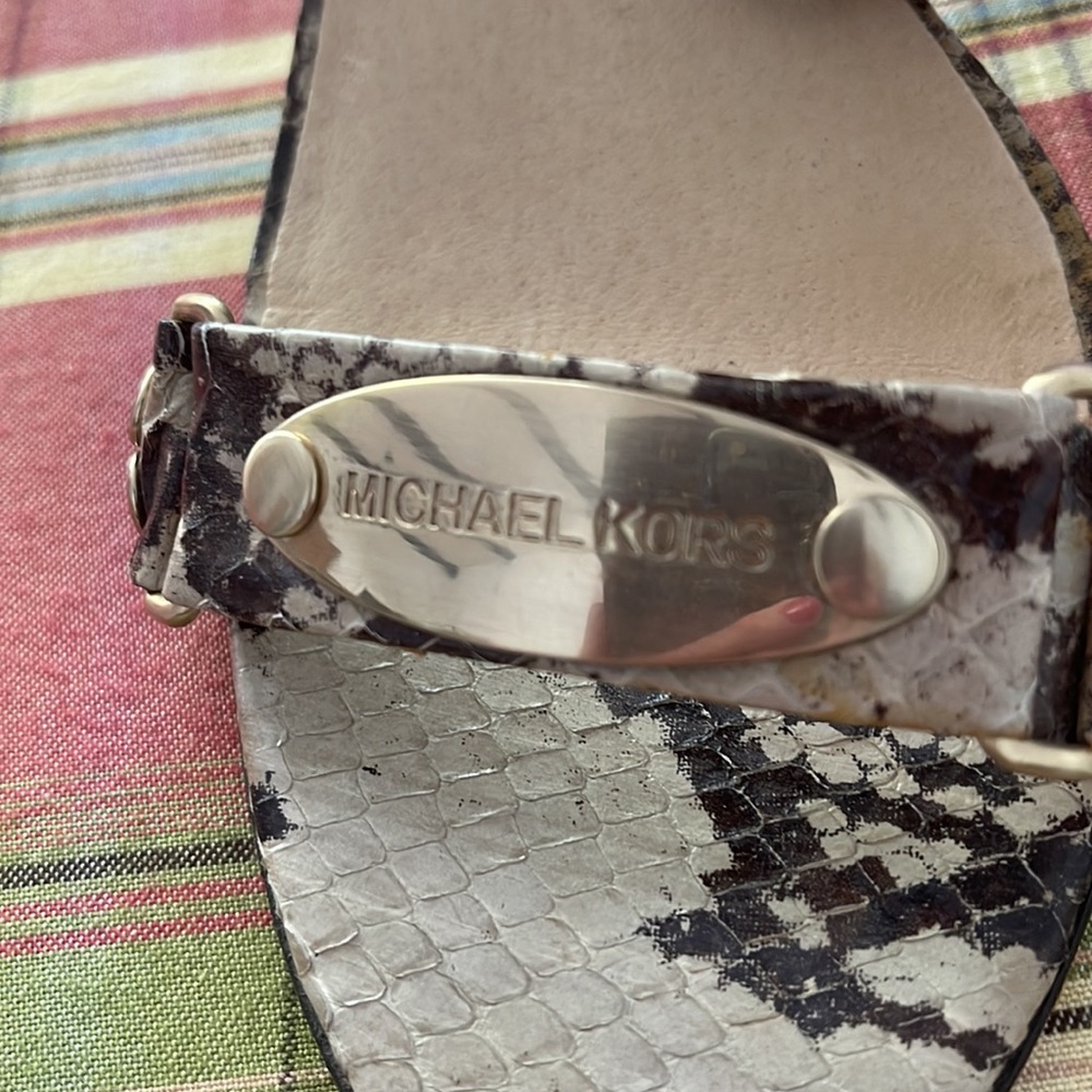 Michael Michael Kors Python Sandals With Gold Tri… - image 2